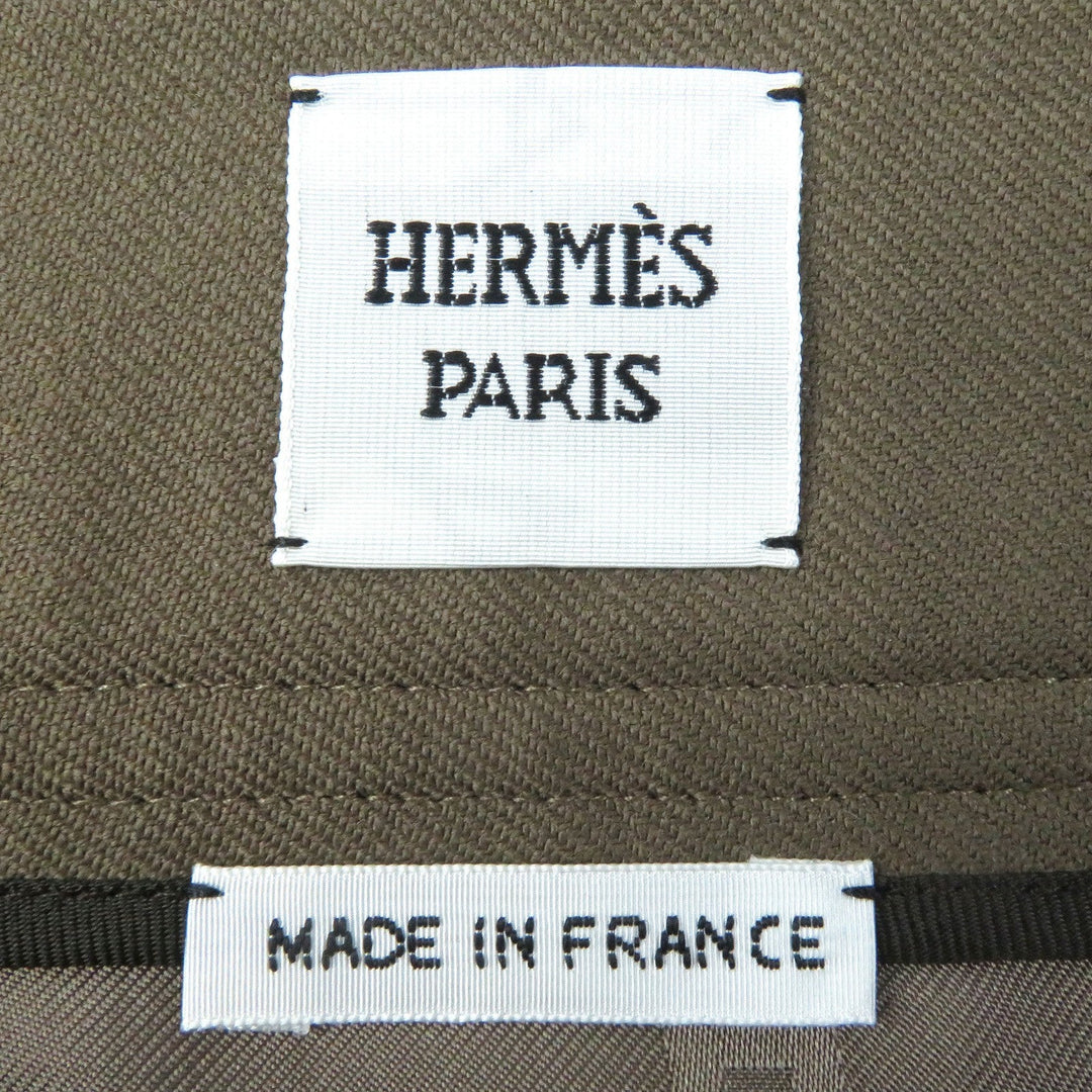HERMES skirt 2H304DN Outer: 98% wool, Outer: 2% polyurethane, Lining: 65% rayon, Lining: 35% silk khaki Women 34 Used Authentic