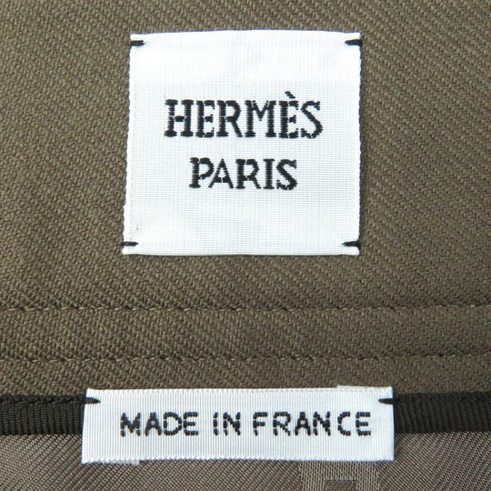 HERMES skirt 2H304DN Outer: 98% wool, Outer: 2% polyurethane, Lining: 65% rayon, Lining: 35% silk khaki Women 34 Used Authentic