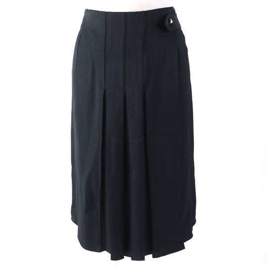 HERMES skirt 17-7300 Outer: 57% rayon, Outer: 43% silk, Lining: 65% rayon, Lining: 35% silk, Part: 75% rayon Dark navy Women 38 Used Authentic