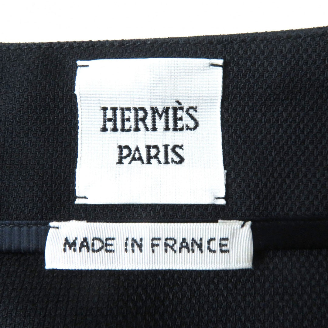 HERMES skirt 17-7300 Outer: 57% rayon, Outer: 43% silk, Lining: 65% rayon, Lining: 35% silk, Part: 75% rayon Dark navy Women 38 Used Authentic