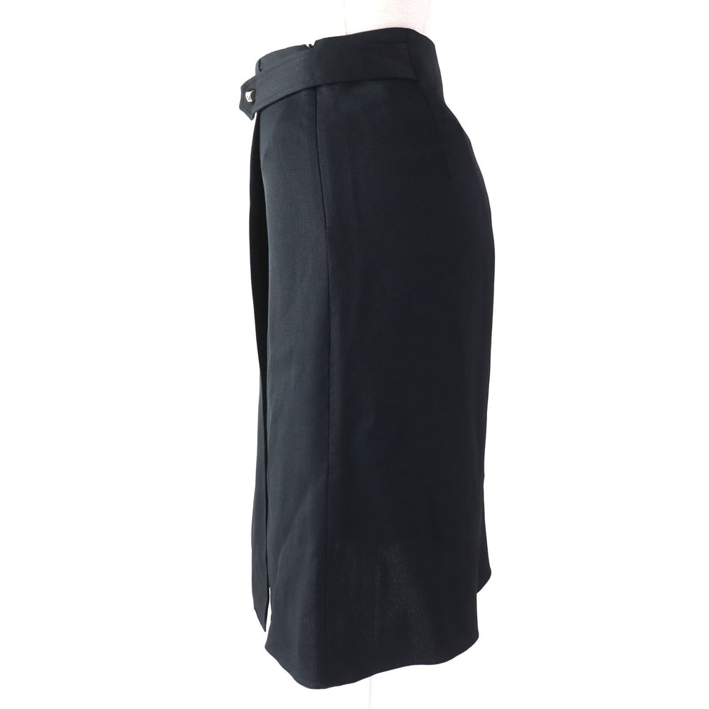 HERMES skirt 17-7300 Outer: 57% rayon, Outer: 43% silk, Lining: 65% rayon, Lining: 35% silk, Part: 75% rayon Dark navy Women 38 Used Authentic