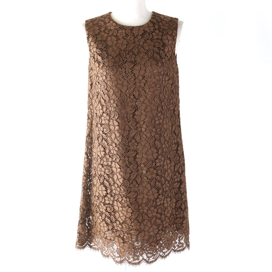 DOLCE&GABBANA one piece F6VC4T Outer: 75% cotton, Outer: 15% rayon, Outer: 10% nylon, Lining: 86% silk, Lining: 8% cotton, : 4% polyurethane : 2% nylon Brown Women 40 Used Authentic