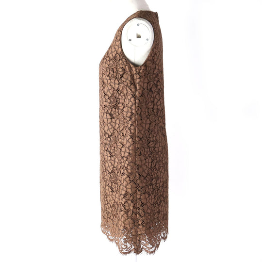 DOLCE&GABBANA one piece F6VC4T Outer: 75% cotton, Outer: 15% rayon, Outer: 10% nylon, Lining: 86% silk, Lining: 8% cotton, : 4% polyurethane : 2% nylon Brown Women 40 Used Authentic