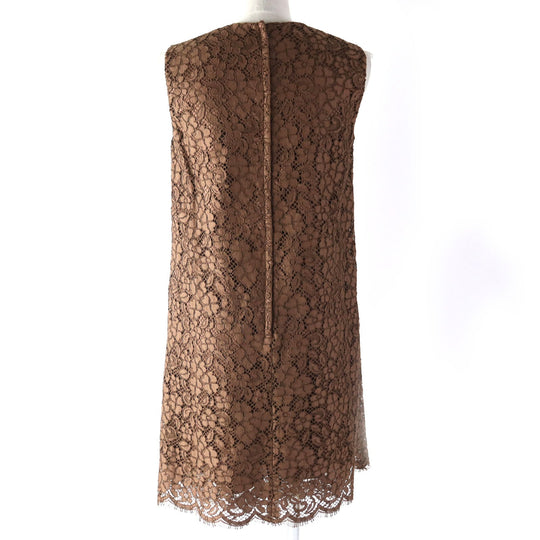 DOLCE&GABBANA one piece F6VC4T Outer: 75% cotton, Outer: 15% rayon, Outer: 10% nylon, Lining: 86% silk, Lining: 8% cotton, : 4% polyurethane : 2% nylon Brown Women 40 Used Authentic