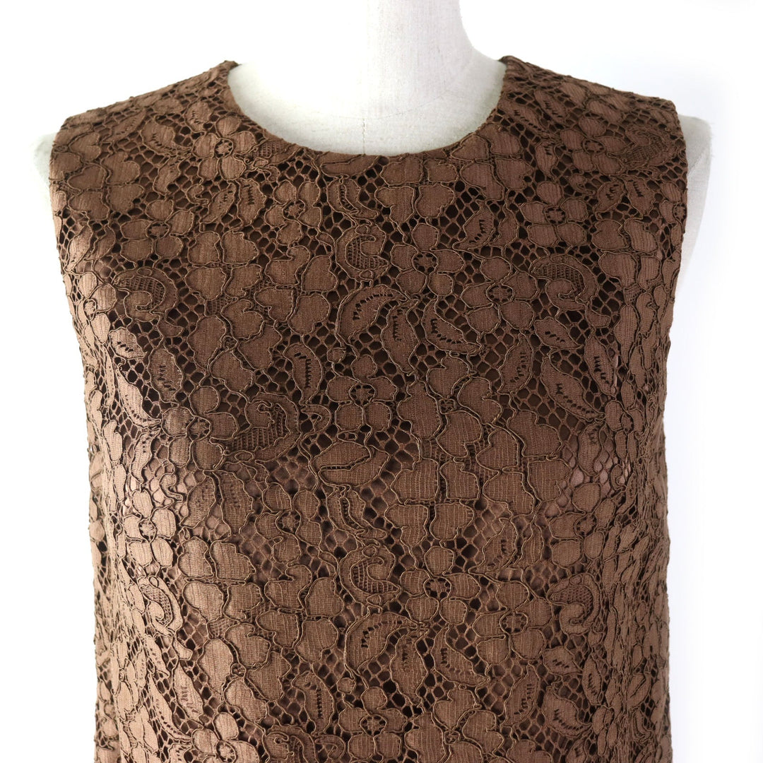 DOLCE&GABBANA one piece F6VC4T Outer: 75% cotton, Outer: 15% rayon, Outer: 10% nylon, Lining: 86% silk, Lining: 8% cotton, : 4% polyurethane : 2% nylon Brown Women 40 Used Authentic