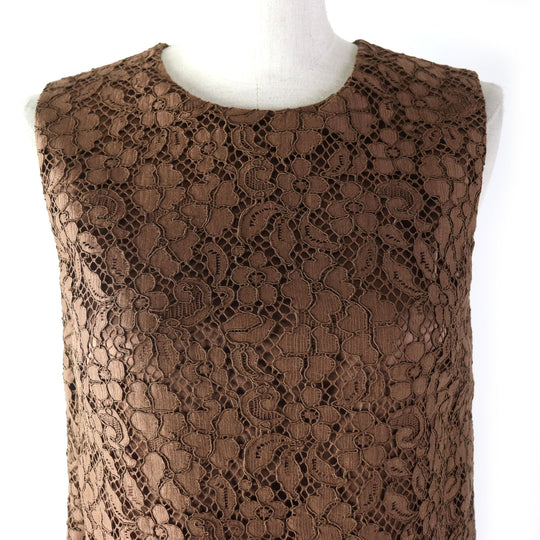 DOLCE&GABBANA one piece F6VC4T Outer: 75% cotton, Outer: 15% rayon, Outer: 10% nylon, Lining: 86% silk, Lining: 8% cotton, : 4% polyurethane : 2% nylon Brown Women 40 Used Authentic