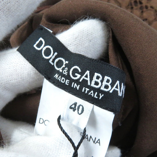 DOLCE&GABBANA one piece F6VC4T Outer: 75% cotton, Outer: 15% rayon, Outer: 10% nylon, Lining: 86% silk, Lining: 8% cotton, : 4% polyurethane : 2% nylon Brown Women 40 Used Authentic