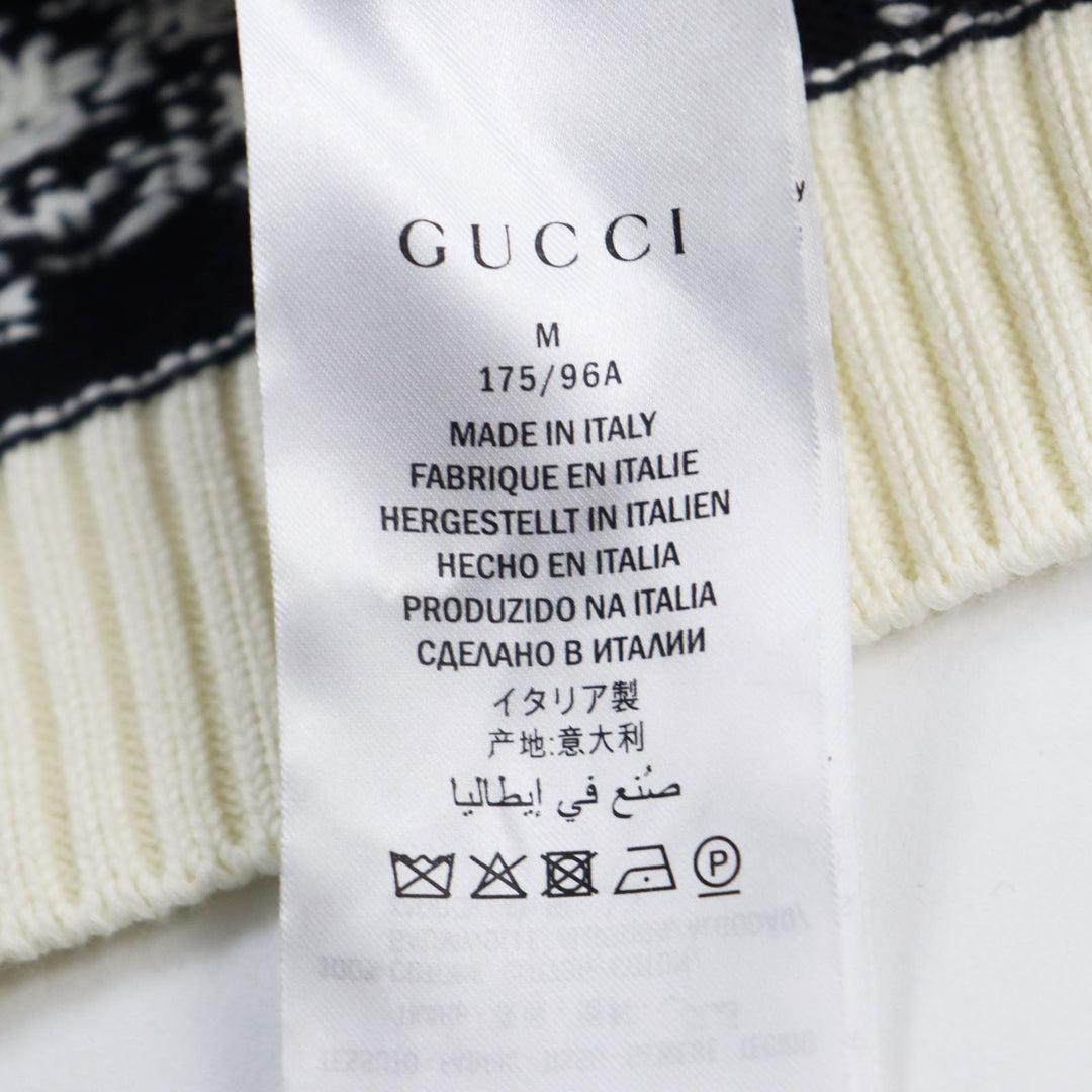 GUCCI sweater 496458 Main: 100% cotton Navy off-white mens M Used Authentic