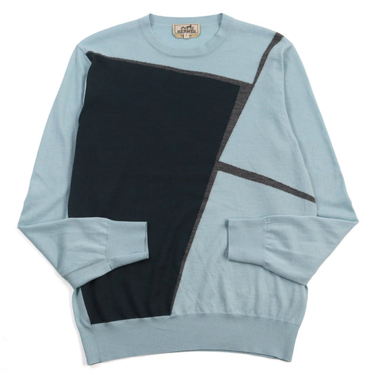 HERMES knit Main: 80% cashmere, Main: 20% silk Blue type mens S Used Authentic