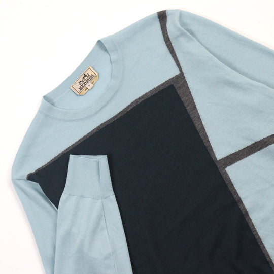 HERMES knit Main: 80% cashmere, Main: 20% silk Blue type mens S Used Authentic