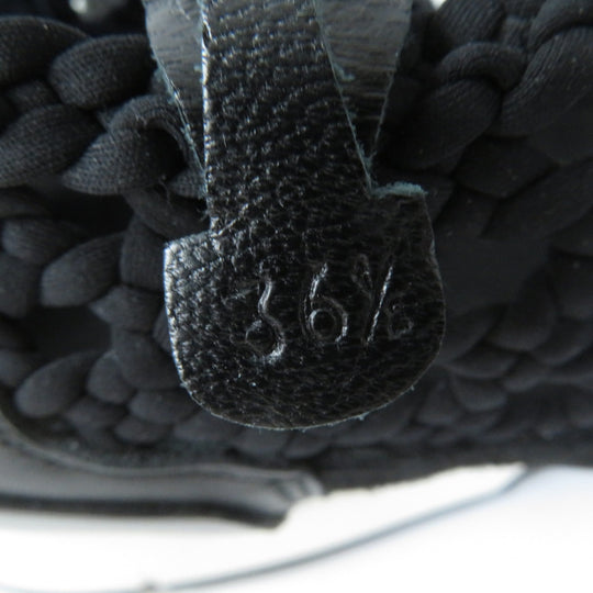 HERMES Leather shoes leather black Mesh slip-on Women 36 1/2 Used Authentic