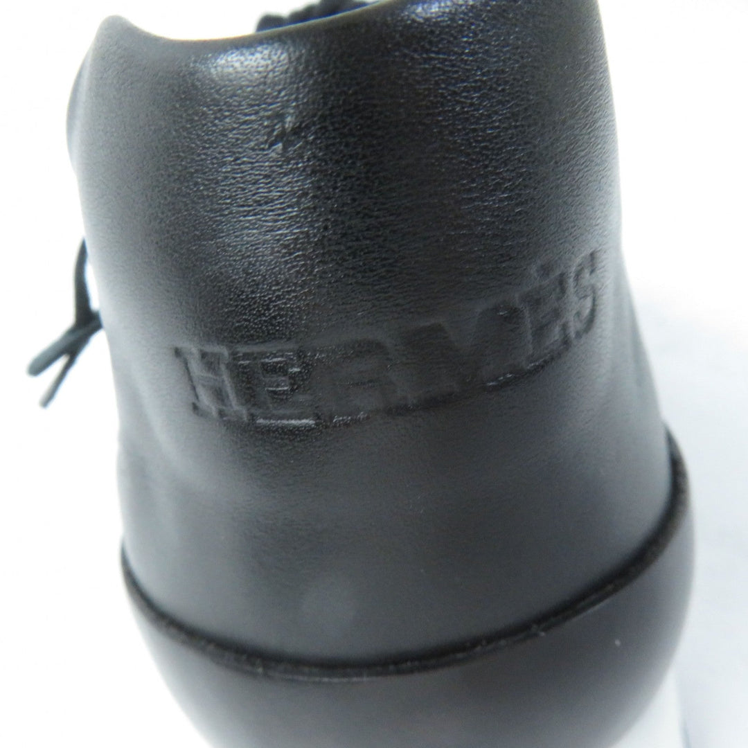 HERMES Leather shoes leather black Mesh slip-on Women 36 1/2 Used Authentic
