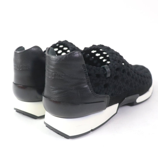 HERMES Leather shoes leather black Mesh slip-on Women 36 1/2 Used Authentic