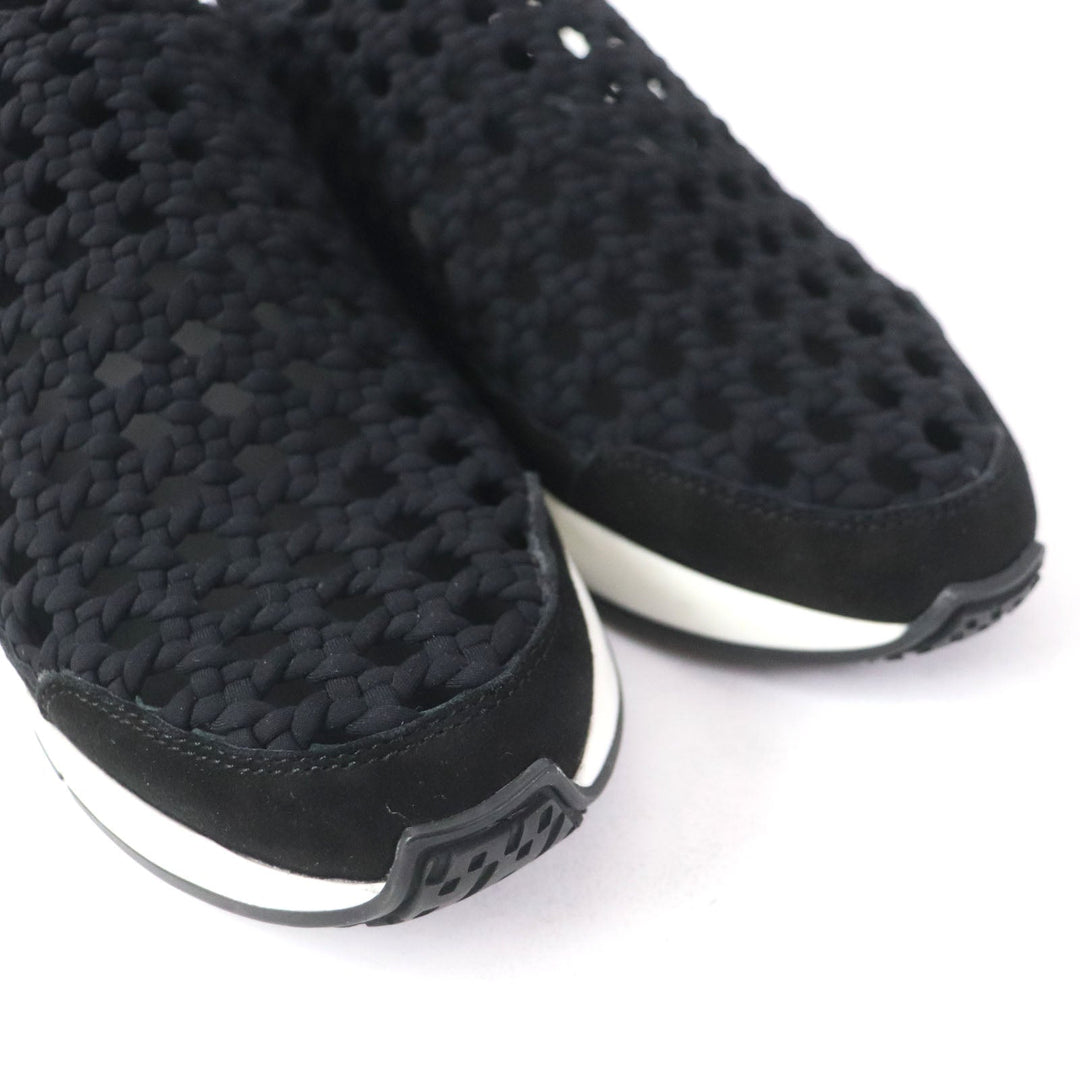 HERMES Leather shoes leather black Mesh slip-on Women 36 1/2 Used Authentic