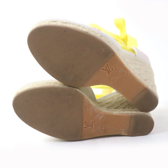 LOUIS VUITTON Sandals canvas multicolor Espadrille sandals Wedge sole Starboard Lines Women 37 1/2 Used Authentic