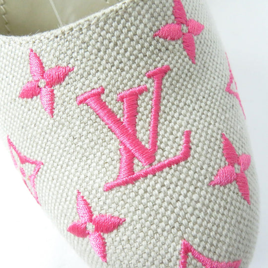 LOUIS VUITTON Sandals canvas multicolor Espadrille sandals Wedge sole Starboard Lines Women 37 1/2 Used Authentic