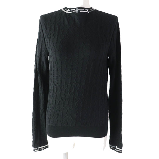 HERMES knit 3H2619DA Outer fabric: 46% cashmere, Outer fabric: 46% silk, Outer fabric: 7% nylon, Outer fabric: 2% polyurethane, Collar and cuffs: 50% silk, 42% cashmere, 6% nylon, 2% polyurethane black De Re Boucle Women 34 Used Authentic