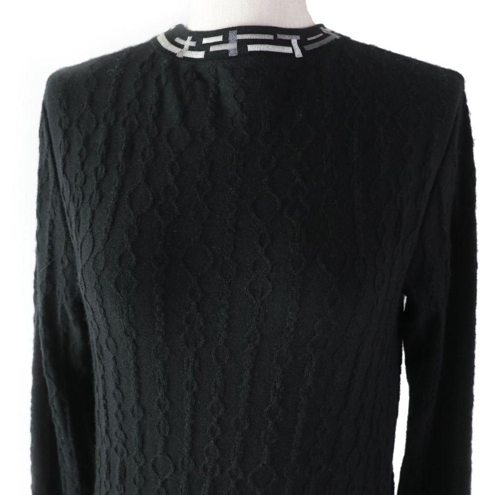 HERMES knit 3H2619DA Outer fabric: 46% cashmere, Outer fabric: 46% silk, Outer fabric: 7% nylon, Outer fabric: 2% polyurethane, Collar and cuffs: 50% silk, 42% cashmere, 6% nylon, 2% polyurethane black De Re Boucle Women 34 Used Authentic