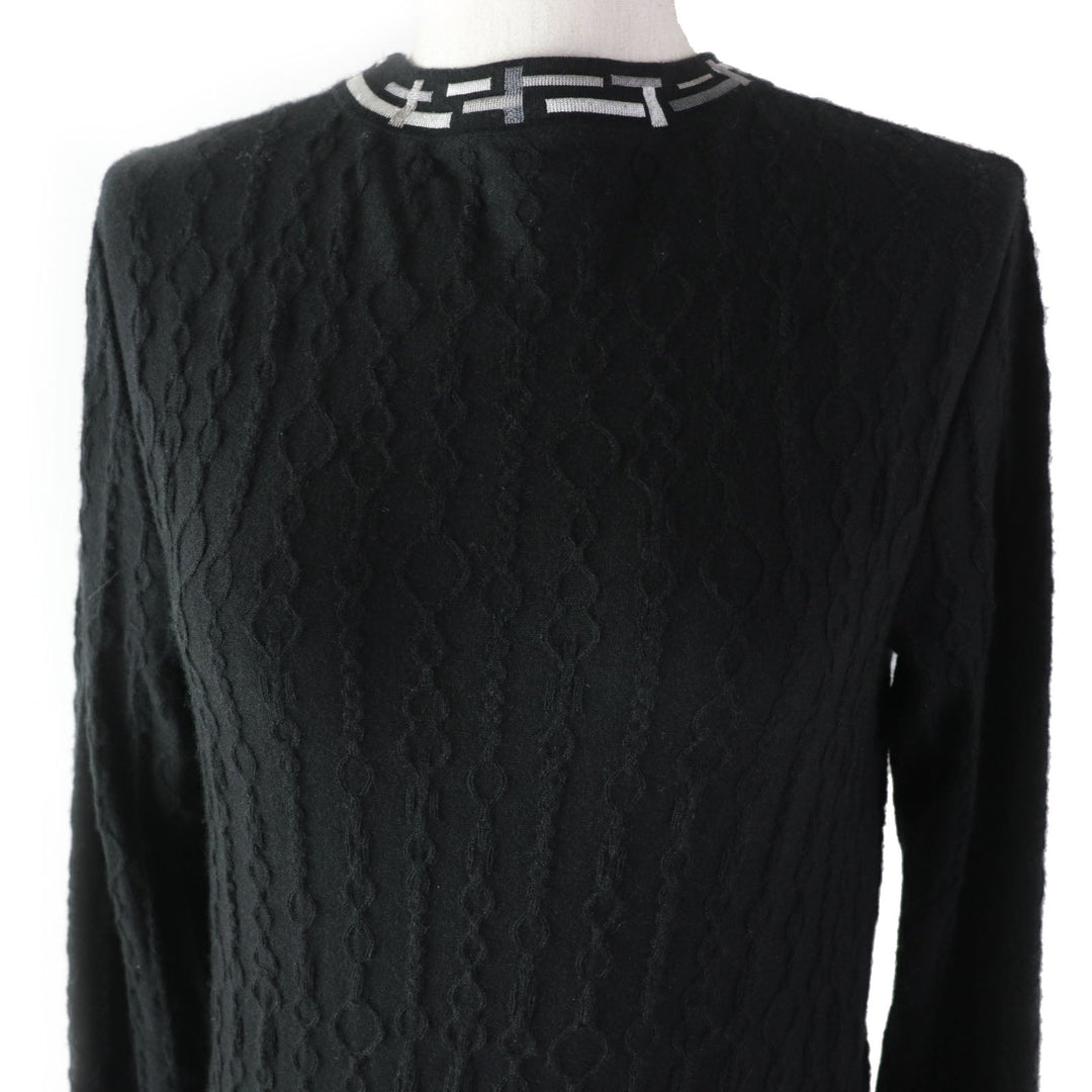 HERMES knit 3H2619DA Outer fabric: 46% cashmere, Outer fabric: 46% silk, Outer fabric: 7% nylon, Outer fabric: 2% polyurethane, Collar and cuffs: 50% silk, 42% cashmere, 6% nylon, 2% polyurethane black De Re Boucle Women 34 Used Authentic