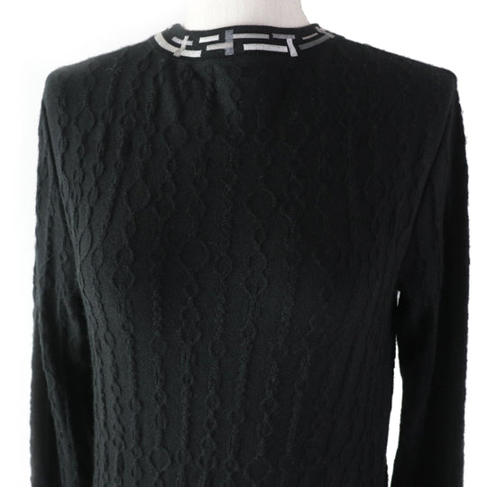 HERMES knit 3H2619DA Outer fabric: 46% cashmere, Outer fabric: 46% silk, Outer fabric: 7% nylon, Outer fabric: 2% polyurethane, Collar and cuffs: 50% silk, 42% cashmere, 6% nylon, 2% polyurethane black De Re Boucle Women 34 Used Authentic