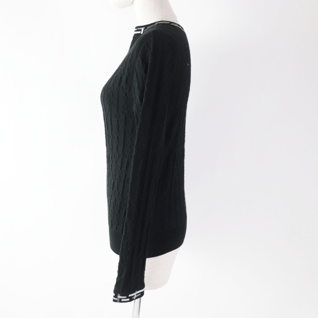 HERMES knit 3H2619DA Outer fabric: 46% cashmere, Outer fabric: 46% silk, Outer fabric: 7% nylon, Outer fabric: 2% polyurethane, Collar and cuffs: 50% silk, 42% cashmere, 6% nylon, 2% polyurethane black De Re Boucle Women 34 Used Authentic