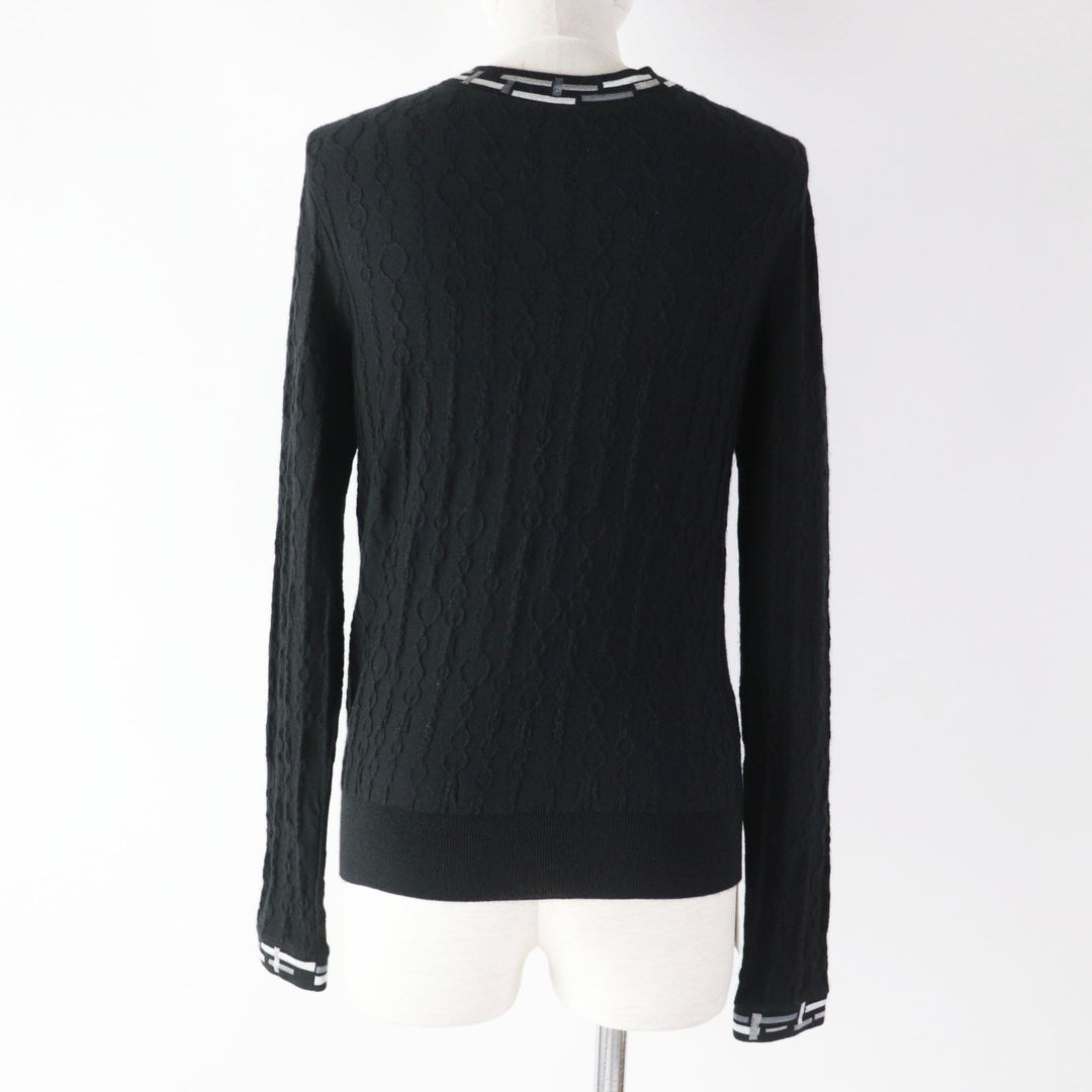 HERMES knit 3H2619DA Outer fabric: 46% cashmere, Outer fabric: 46% silk, Outer fabric: 7% nylon, Outer fabric: 2% polyurethane, Collar and cuffs: 50% silk, 42% cashmere, 6% nylon, 2% polyurethane black De Re Boucle Women 34 Used Authentic