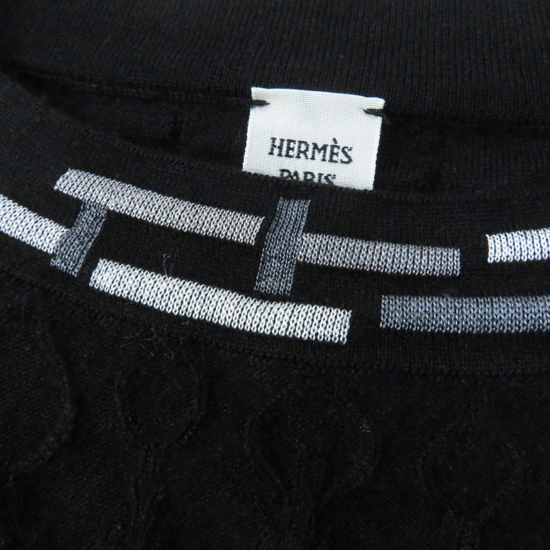 HERMES knit 3H2619DA Outer fabric: 46% cashmere, Outer fabric: 46% silk, Outer fabric: 7% nylon, Outer fabric: 2% polyurethane, Collar and cuffs: 50% silk, 42% cashmere, 6% nylon, 2% polyurethane black De Re Boucle Women 34 Used Authentic