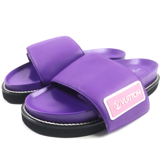 LOUIS VUITTON Sandals Main: Leather purple LV Sunset Line Mules Women 38 Used Authentic
