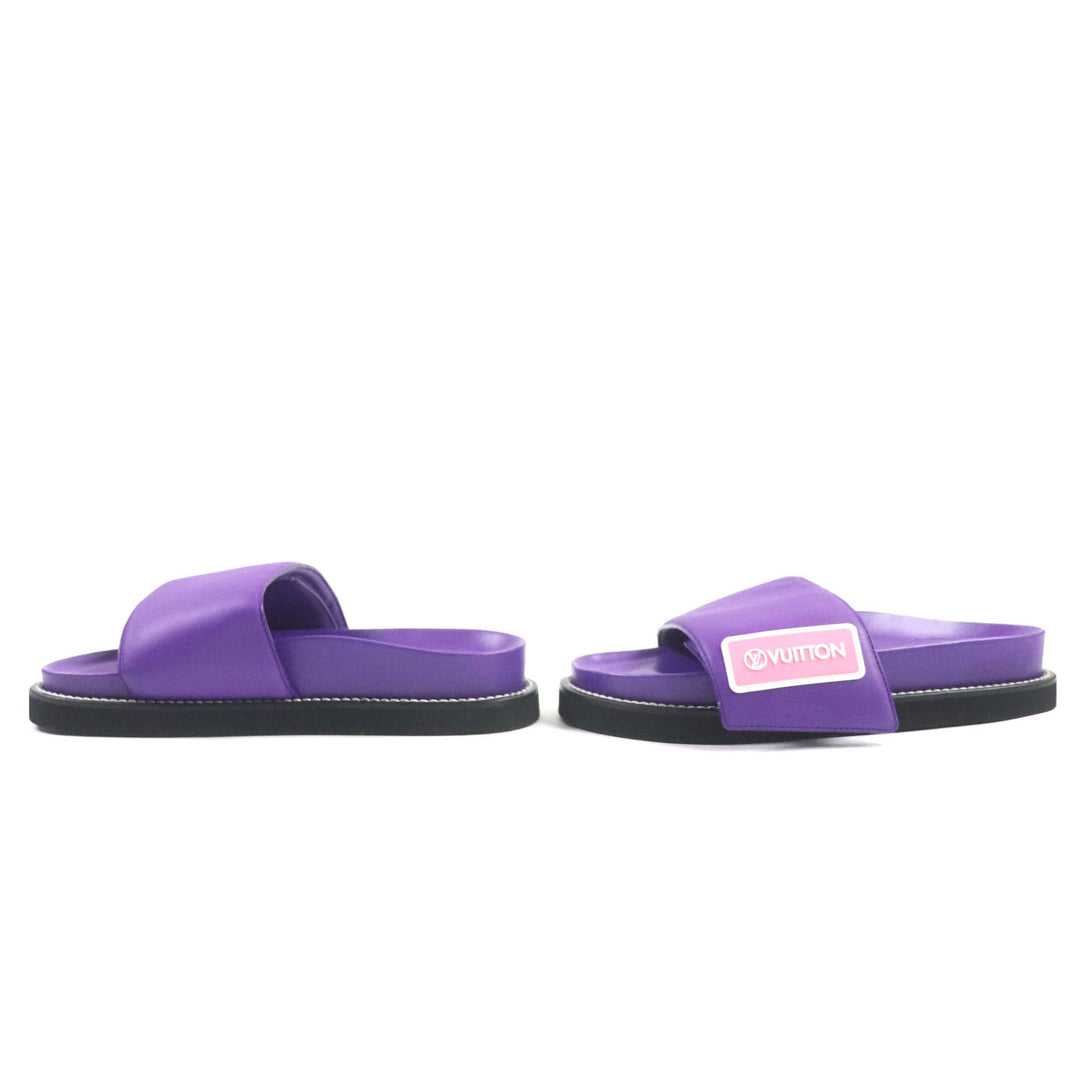 LOUIS VUITTON Sandals Main: Leather purple LV Sunset Line Mules Women 38 Used Authentic