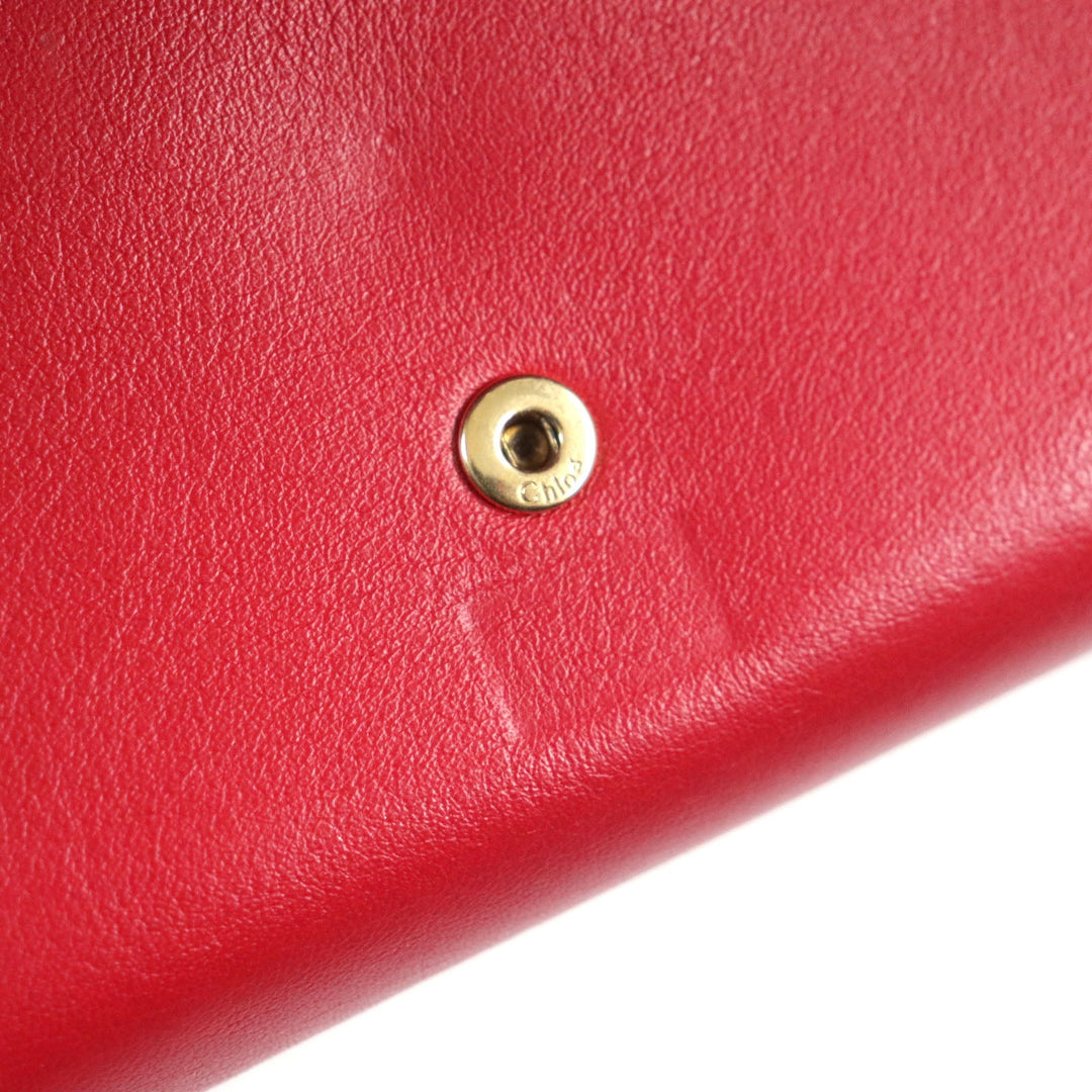 Chloe Long Wallet Purse 3P0284 leather Red GEORGIA Georgia