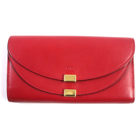 Chloe Long Wallet Purse 3P0284 leather Red GEORGIA Georgia