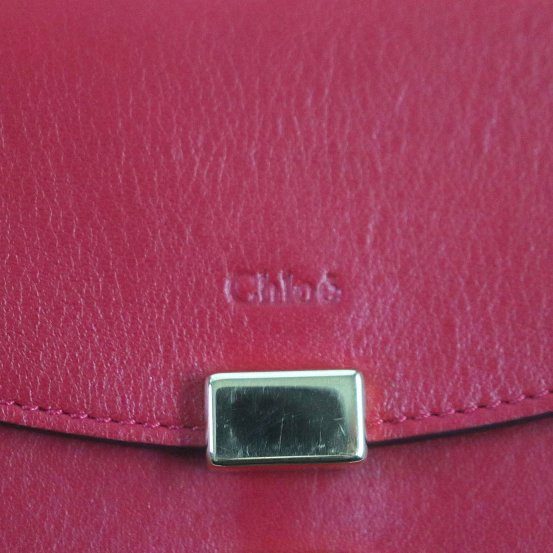 Chloe Long Wallet Purse 3P0284 leather Red GEORGIA Georgia