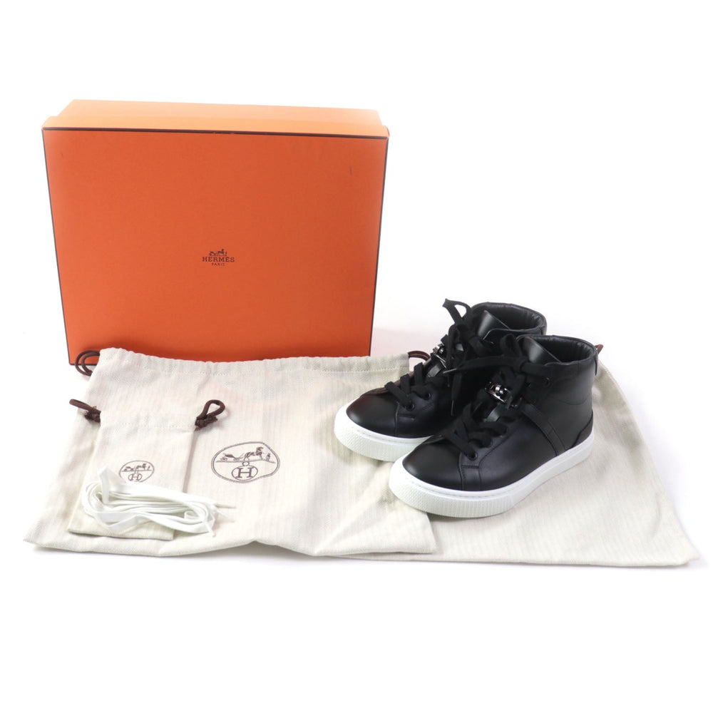 HERMES High cut sneakers 222183Z Main: Leather black Women 37.5 Used Authentic