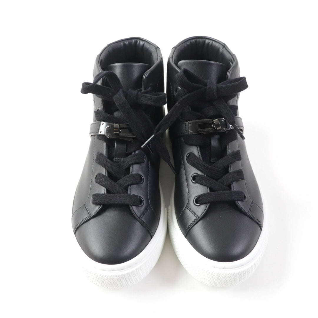 HERMES High cut sneakers 222183Z Main: Leather black Women 37.5 Used Authentic