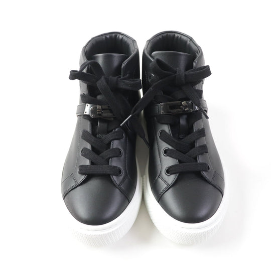 HERMES High cut sneakers 222183Z Main: Leather black Women 37.5 Used Authentic