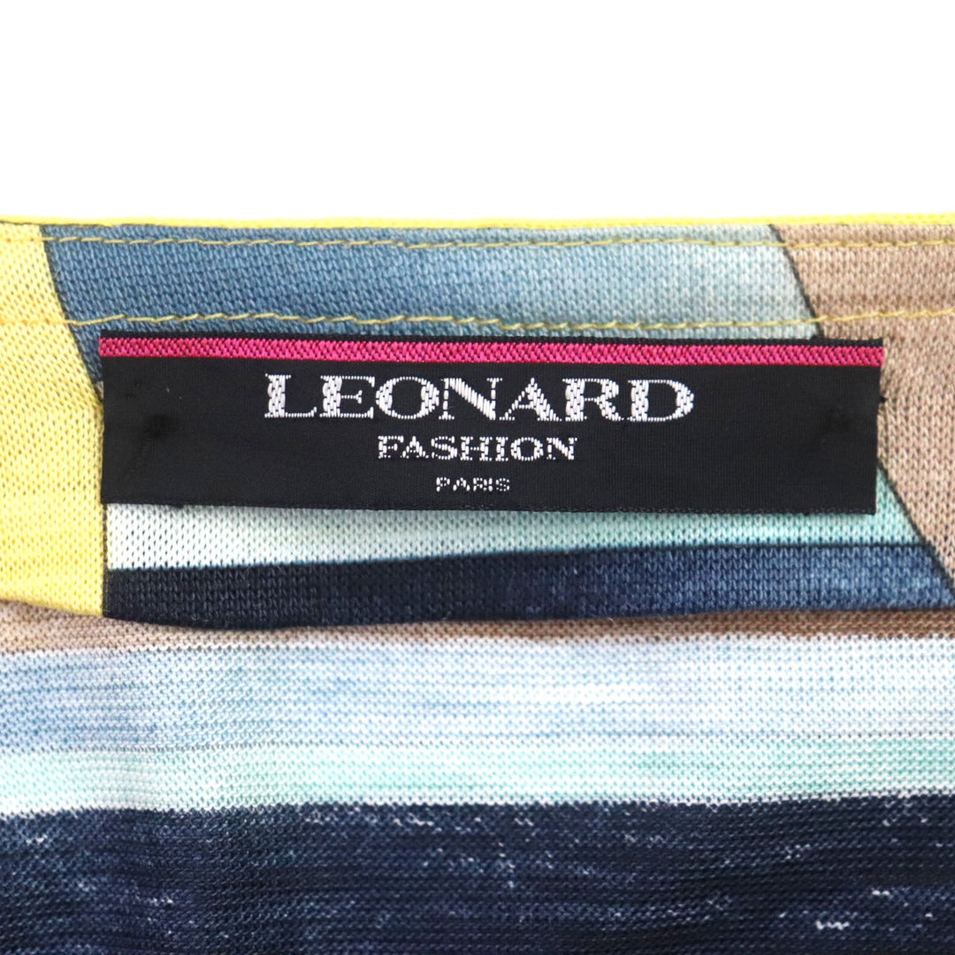 LEONARD FASHION ensemble Main: 100% linen Yellow Multi Women L Used Authentic