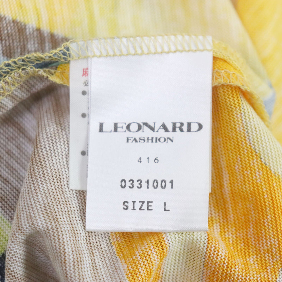 LEONARD FASHION ensemble Main: 100% linen Yellow Multi Women L Used Authentic