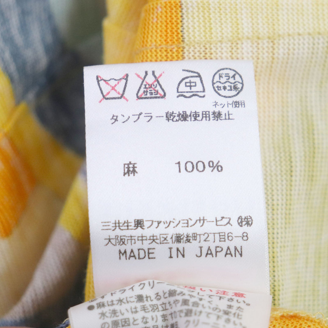 LEONARD FASHION ensemble Main: 100% linen Yellow Multi Women L Used Authentic