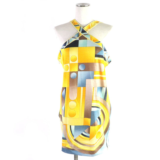 LEONARD FASHION ensemble Main: 100% linen Yellow Multi Women L Used Authentic