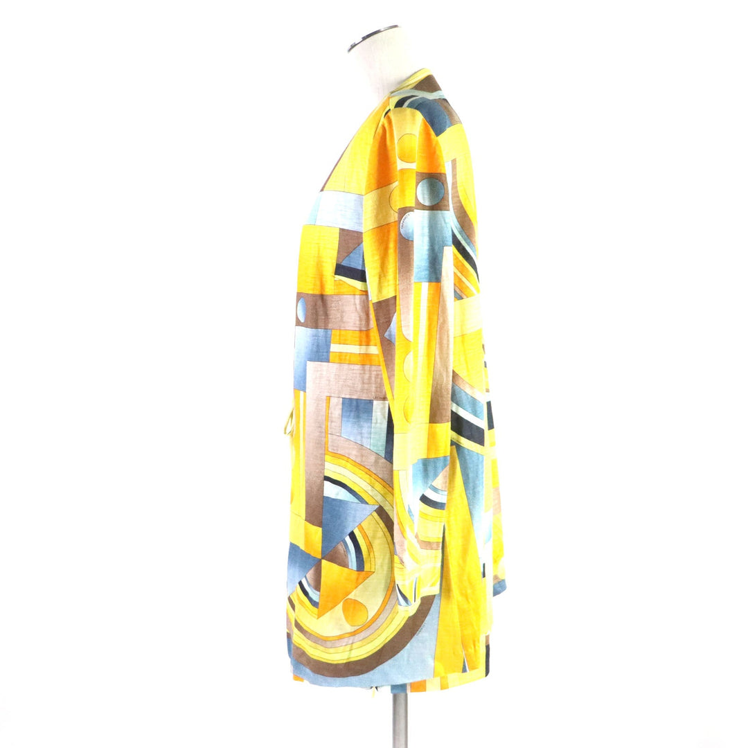 LEONARD FASHION ensemble Main: 100% linen Yellow Multi Women L Used Authentic