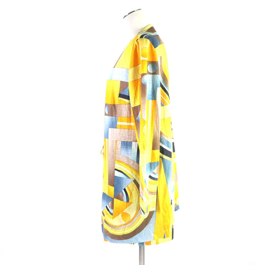LEONARD FASHION ensemble Main: 100% linen Yellow Multi Women L Used Authentic