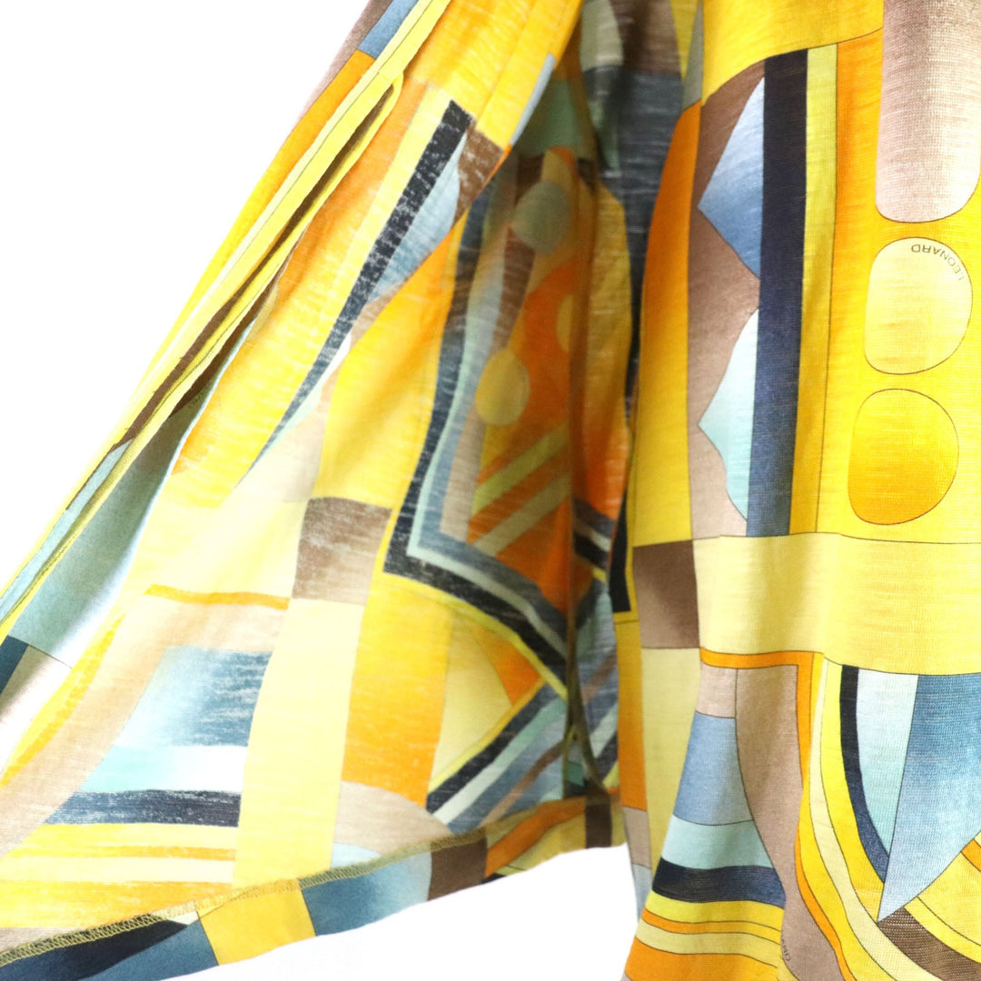 LEONARD FASHION ensemble Main: 100% linen Yellow Multi Women L Used Authentic