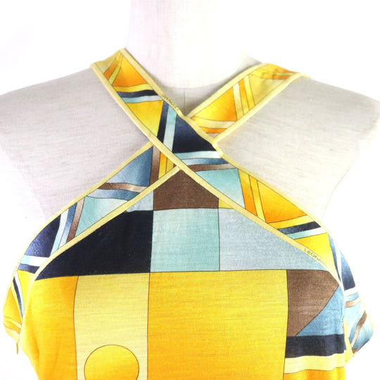 LEONARD FASHION ensemble Main: 100% linen Yellow Multi Women L Used Authentic
