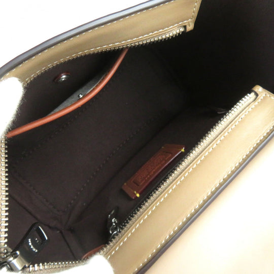 COACH Shoulder Bag 878 Main: Leather beige Courier Carryall 23 Women Used Authentic