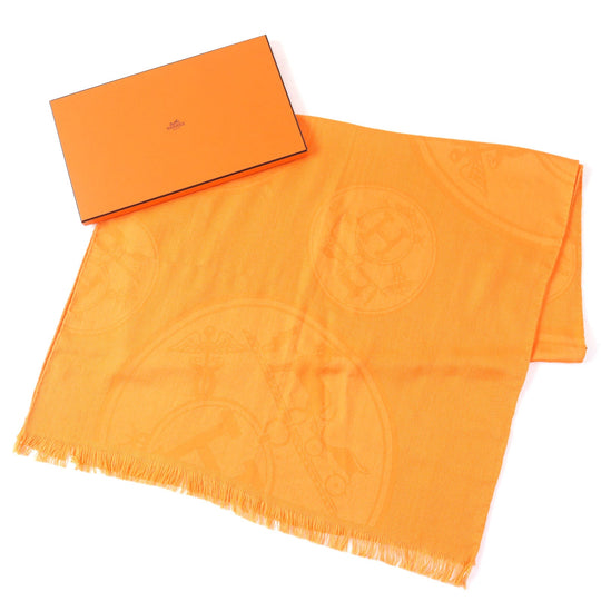 HERMES Stall H262494S Main: 85% cashmere, Main: 15% silk Orange Women Used Authentic