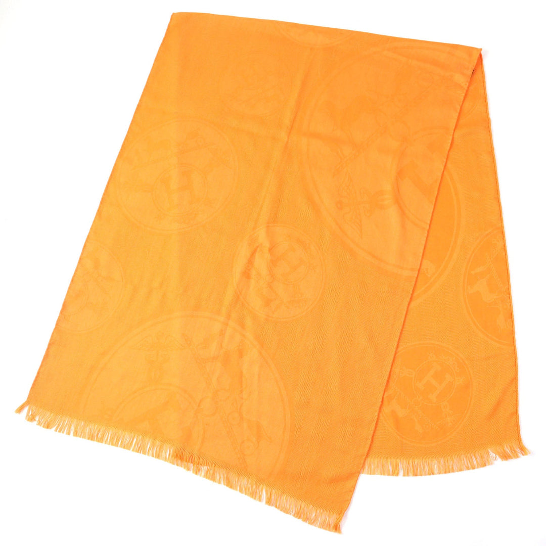HERMES Stall H262494S Main: 85% cashmere, Main: 15% silk Orange Women Used Authentic