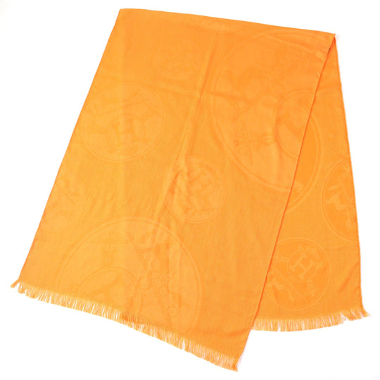 HERMES Stall H262494S Main: 85% cashmere, Main: 15% silk Orange Women Used Authentic