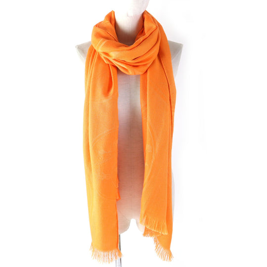 HERMES Stall H262494S Main: 85% cashmere, Main: 15% silk Orange Women Used Authentic