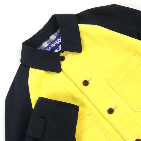 JUNYA WATANABE COMME des GARCONS coat WE-C002 Outer material: 100% cotton, Lining: 100% cotton, Sleeve lining: 100% cupra, Leather part: artificial leather Navy yellow mens S Used Authentic