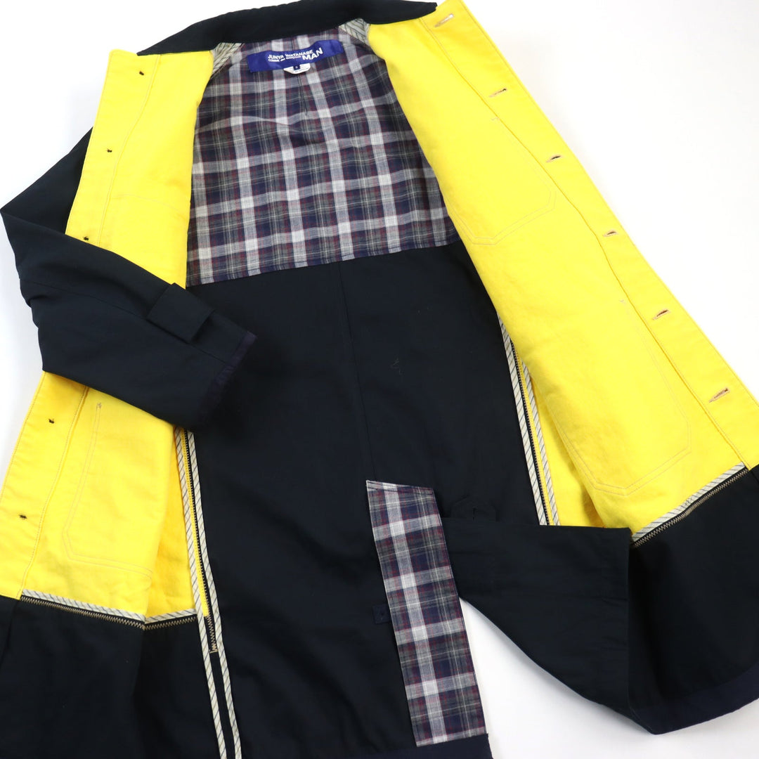 JUNYA WATANABE COMME des GARCONS coat WE-C002 Outer material: 100% cotton, Lining: 100% cotton, Sleeve lining: 100% cupra, Leather part: artificial leather Navy yellow mens S Used Authentic